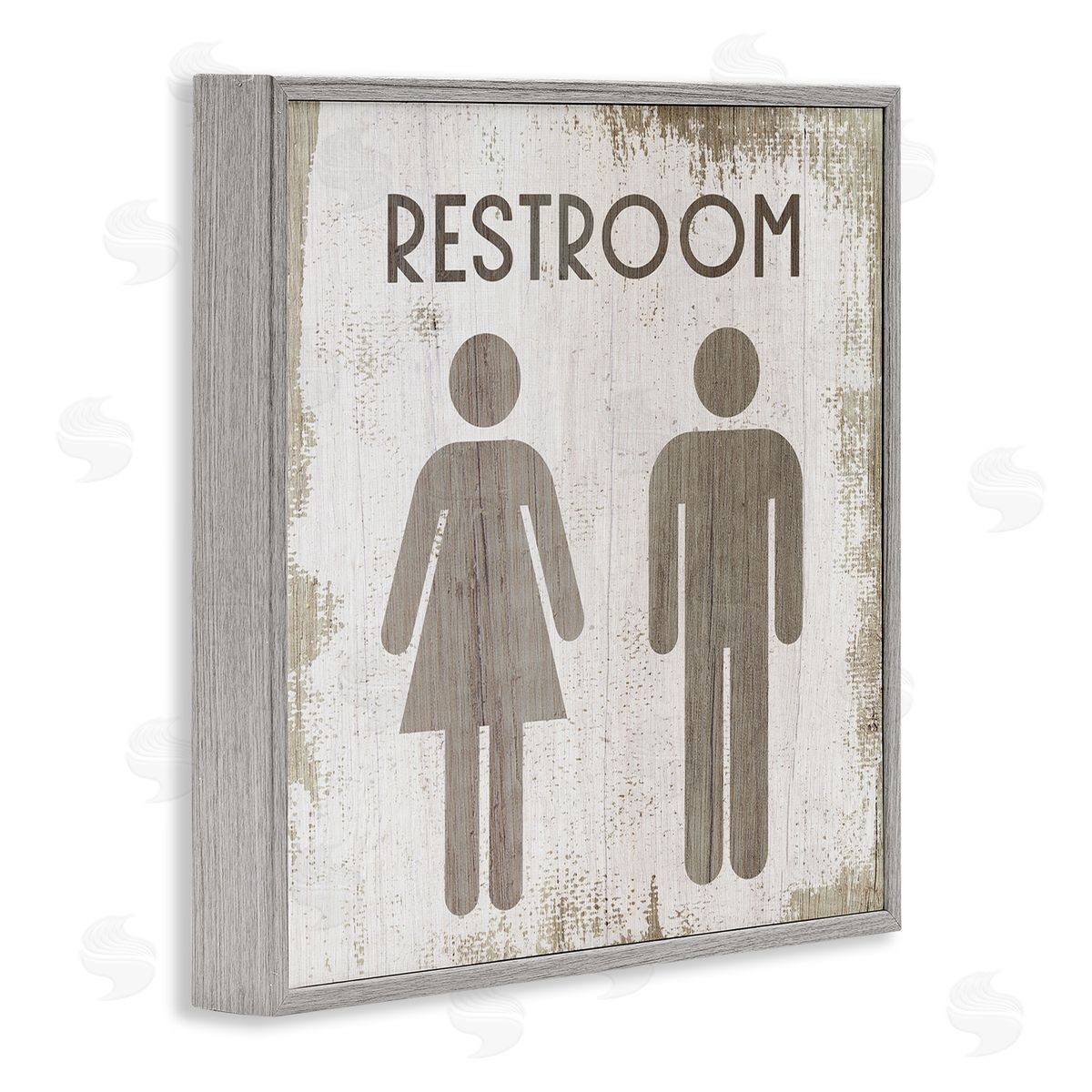 Vintage Restroom People Silhouettes Grey Frame Print Wall Art, Home Decor by Stupell Studio