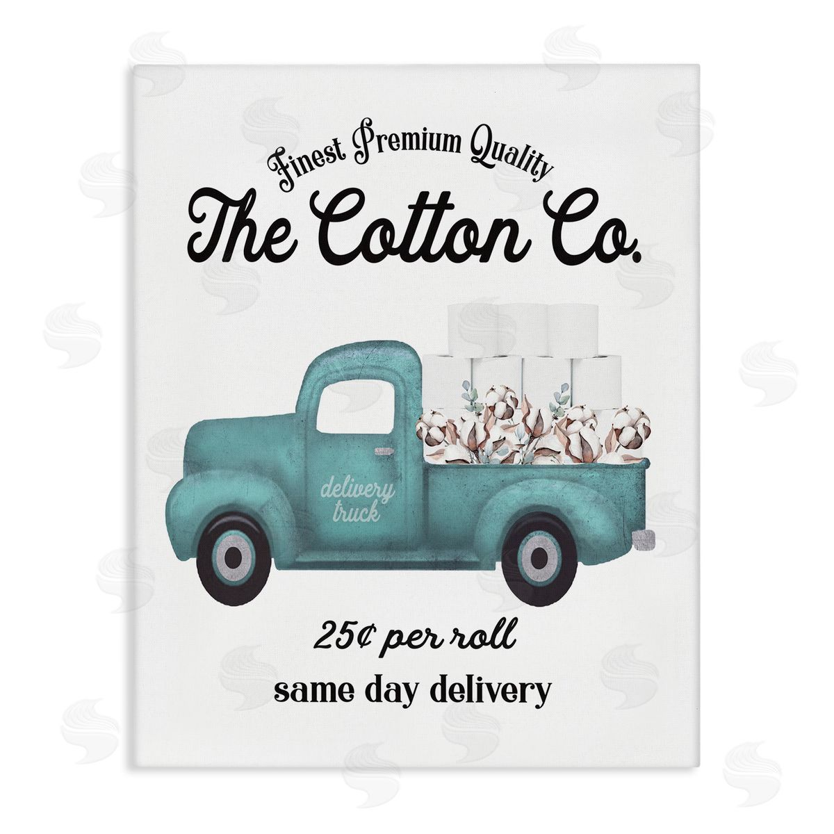 Toilet Paper Cotton Delivery Truck Canvas Wall Art, Home Decor by Lettered and Lined