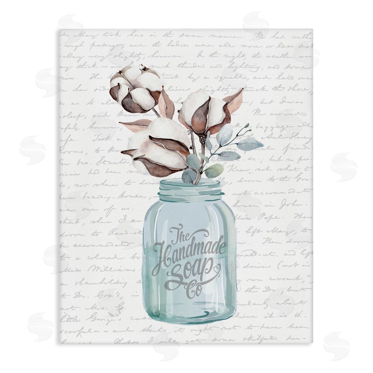 Handmade Soap Jar & Cotton Flower Canvas Wall Art, Home Decor by Lettered and Lined