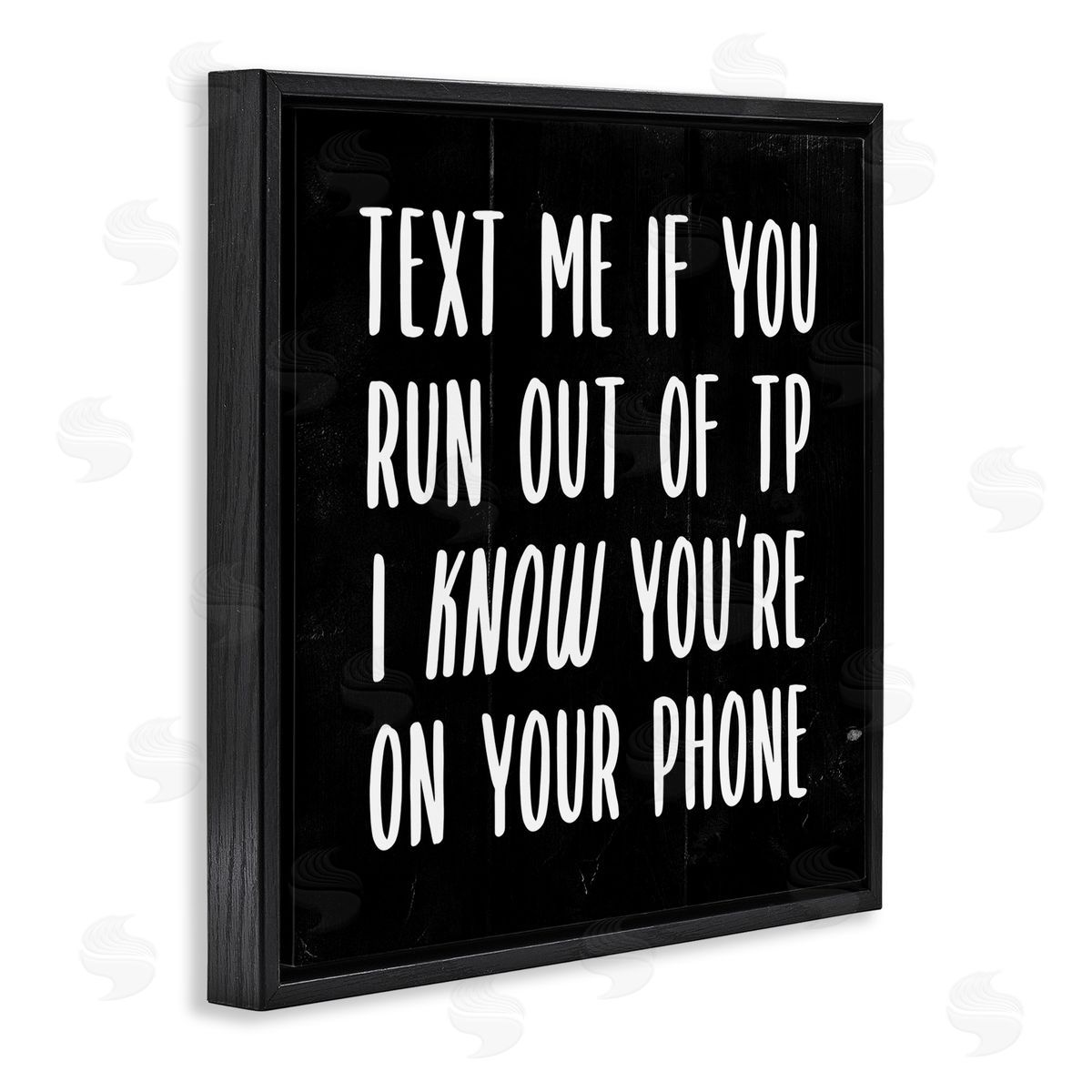 Text Me For TP Funny Bathroom Black Floating Frame Canvas Wall Art, Home Decor by Stupell Studio