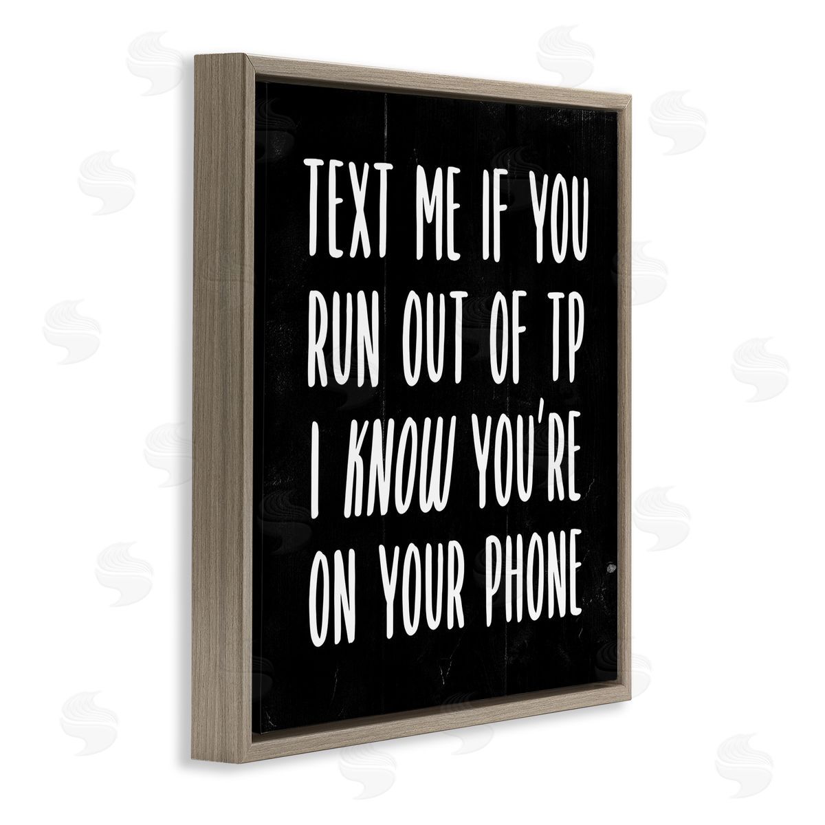 Text Me For TP Funny Bathroom Brown Floating Frame Canvas Wall Art, Home Decor by Stupell Studio