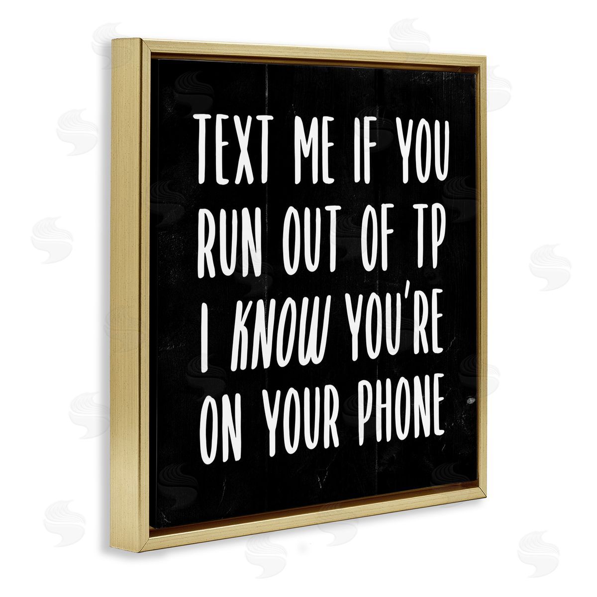 Text Me For TP Funny Bathroom Gold Floating Frame Canvas Wall Art, Home Decor by Stupell Studio