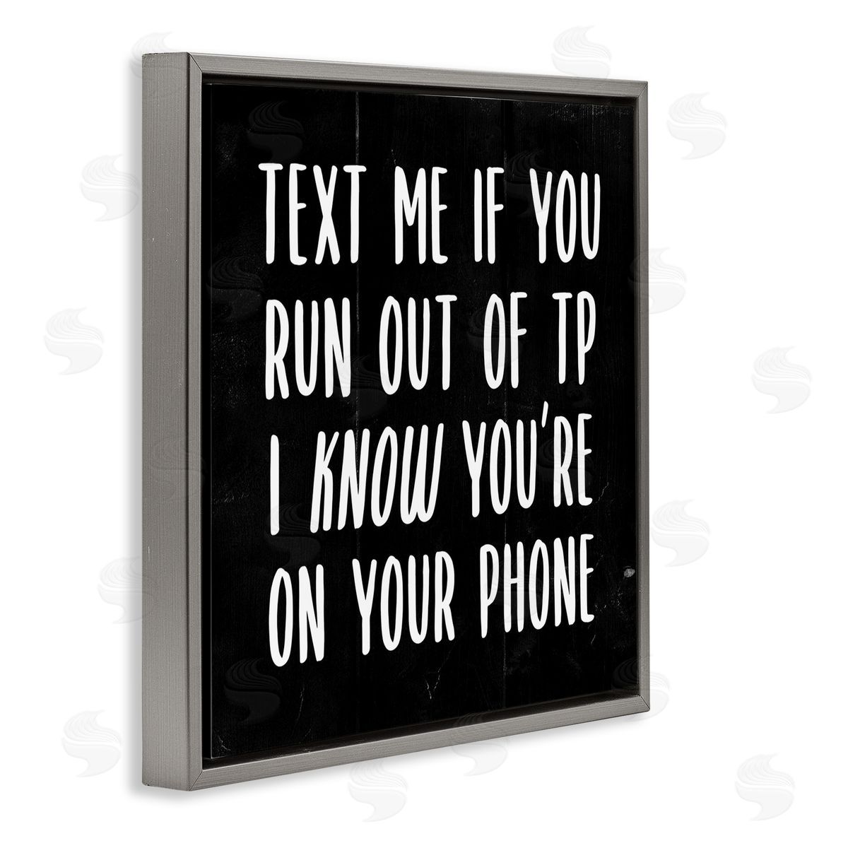 Text Me For TP Funny Bathroom Grey Floating Frame Canvas Wall Art, Home Decor by Stupell Studio