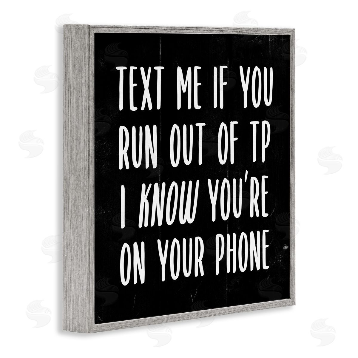 Text Me For TP Funny Bathroom Grey Frame Print Wall Art, Home Decor by Stupell Studio
