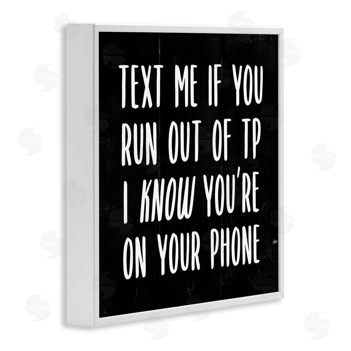 Text Me For TP Funny Bathroom White Frame Print Wall Art, Home Decor by Stupell Studio