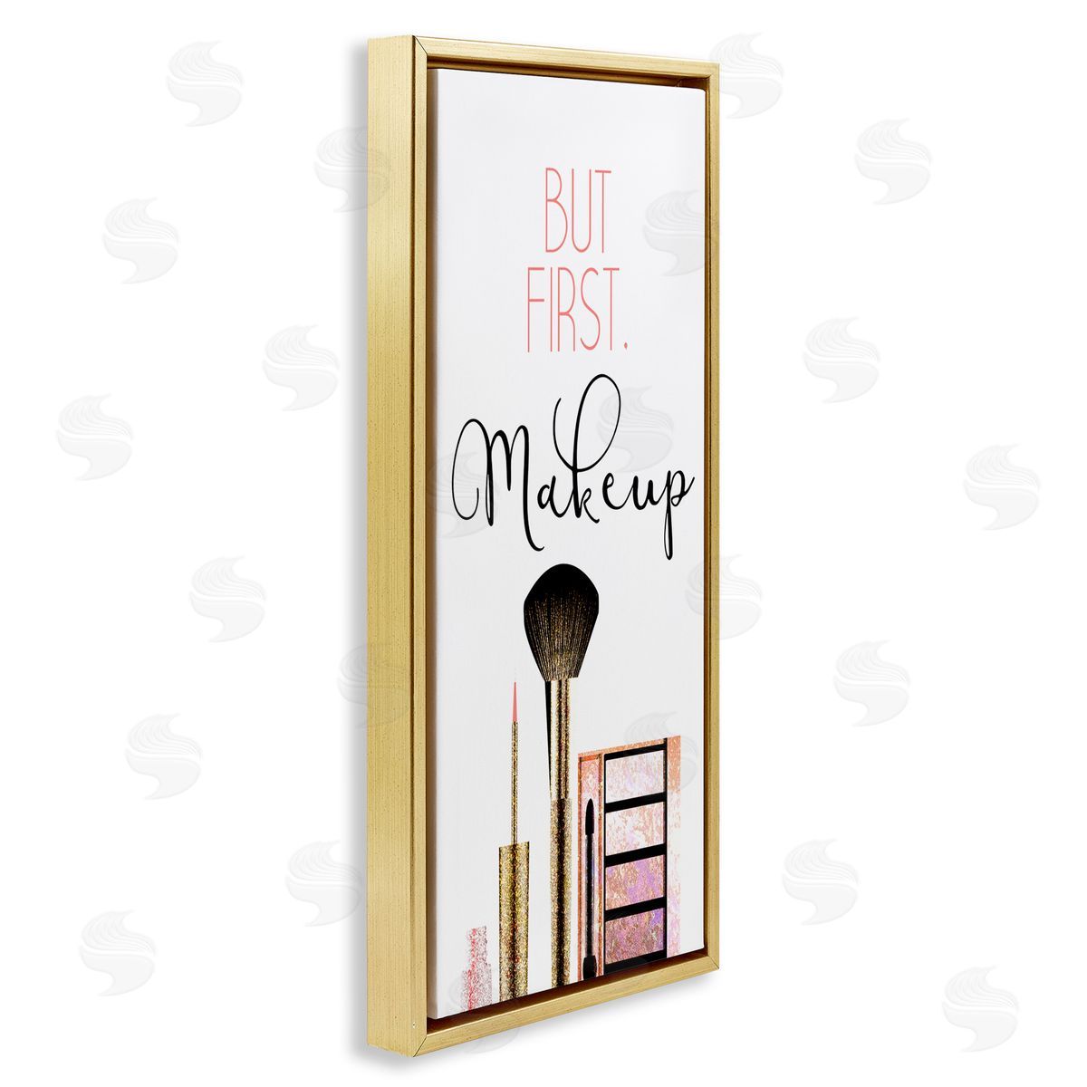 First Makeup Modern Beauty Gold Floating Frame Canvas Wall Art, Home Decor by Kimberly Allen