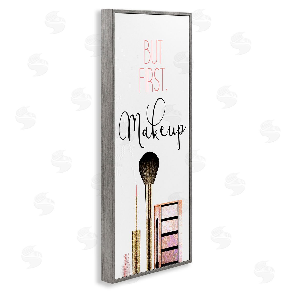 First Makeup Modern Beauty Grey Frame Print Wall Art, Home Decor by Kimberly Allen