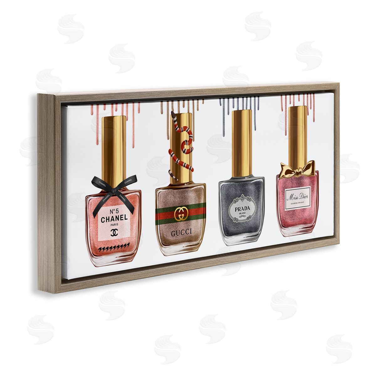 Glam Nail Polish Collection Brown Floating Frame Canvas Wall Art, Home Decor by Ziwei Li
