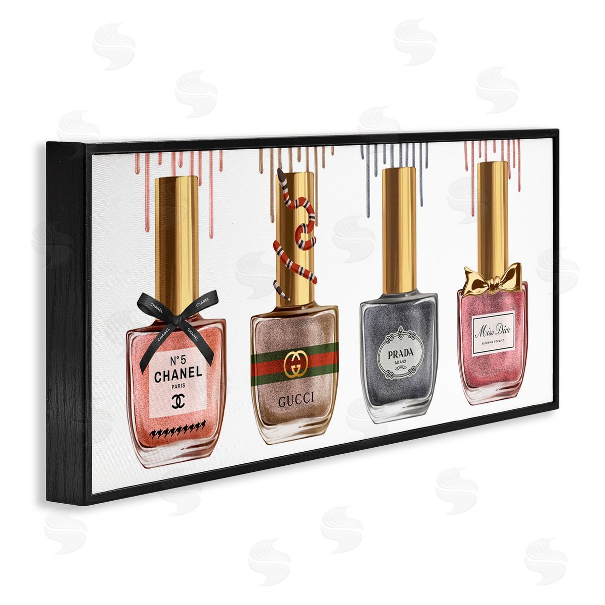 Glam Nail Polish Collection Black Frame Print Wall Art, Home Decor by Ziwei Li