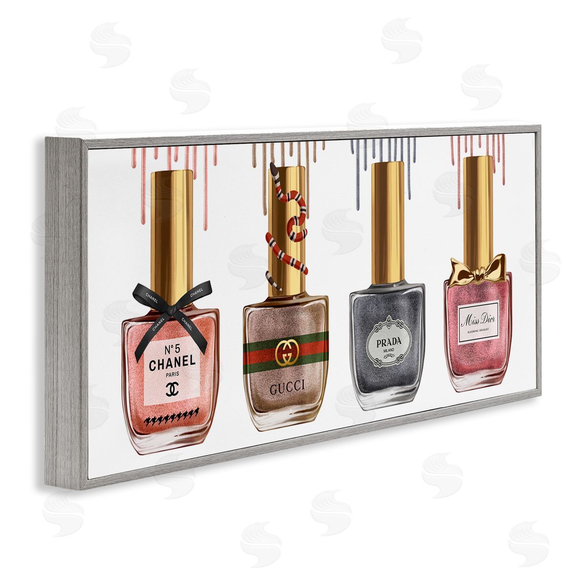 Glam Nail Polish Collection Grey Frame Print Wall Art, Home Decor by Ziwei Li