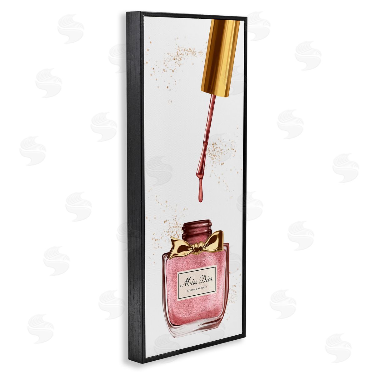 Makeup Nail Polish Brush Gold & Pink Black Frame Print Wall Art, Home Decor by Ziwei Li