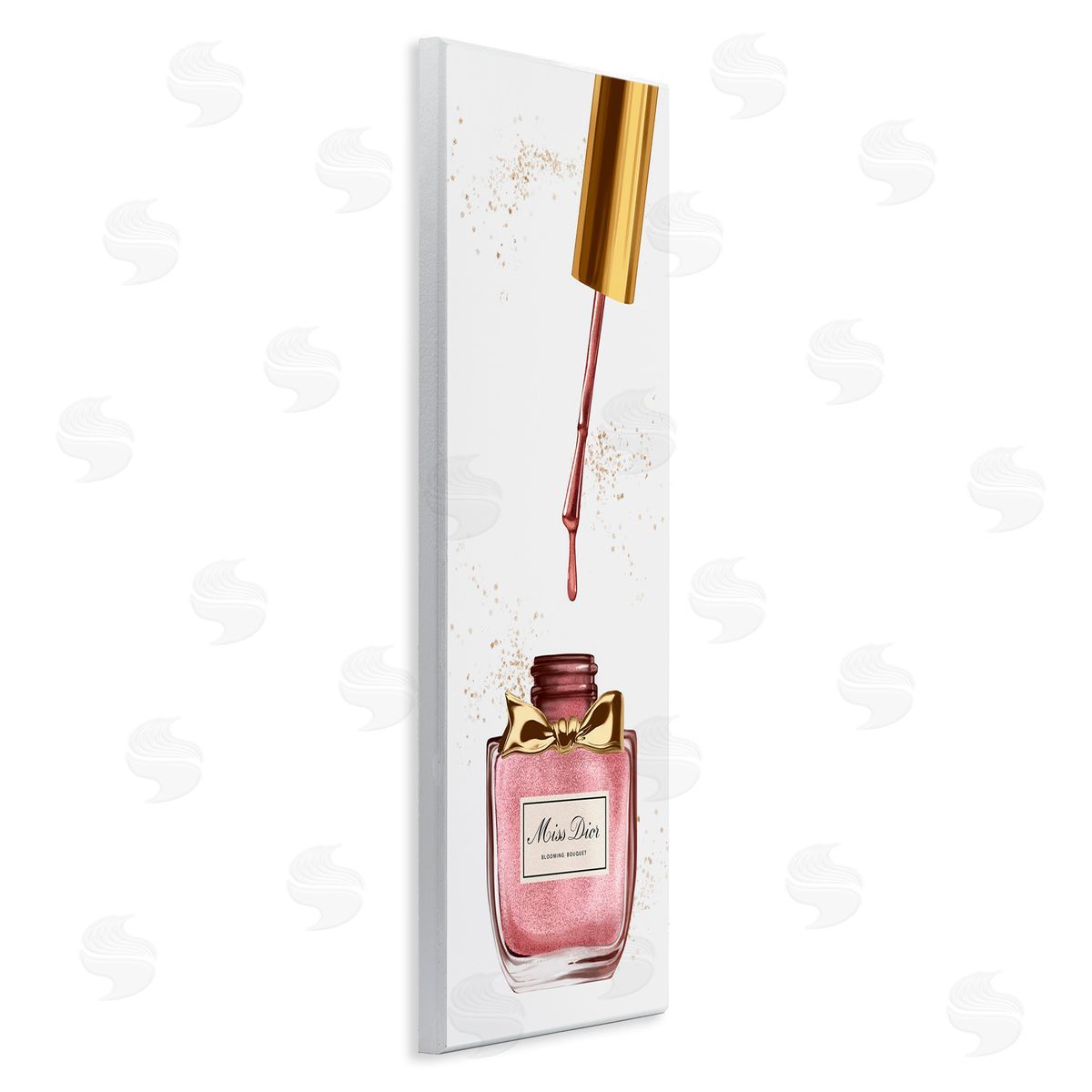 Makeup Nail Polish Brush Gold & Pink Wood Plaque Wall Art, Home Decor by Ziwei Li