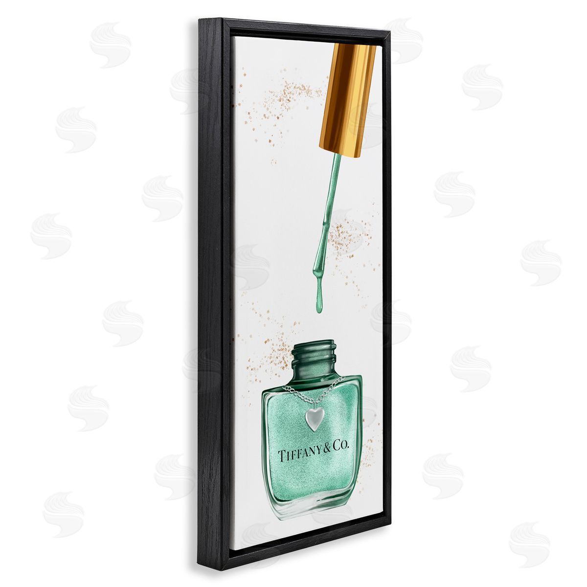 Cyan Makeup Nail Polish Brush Black Floating Frame Canvas Wall Art, Home Decor by Ziwei Li
