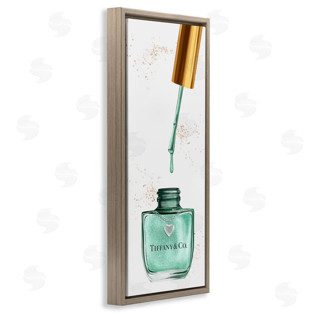 Cyan Makeup Nail Polish Brush Brown Floating Frame Canvas Wall Art, Home Decor by Ziwei Li