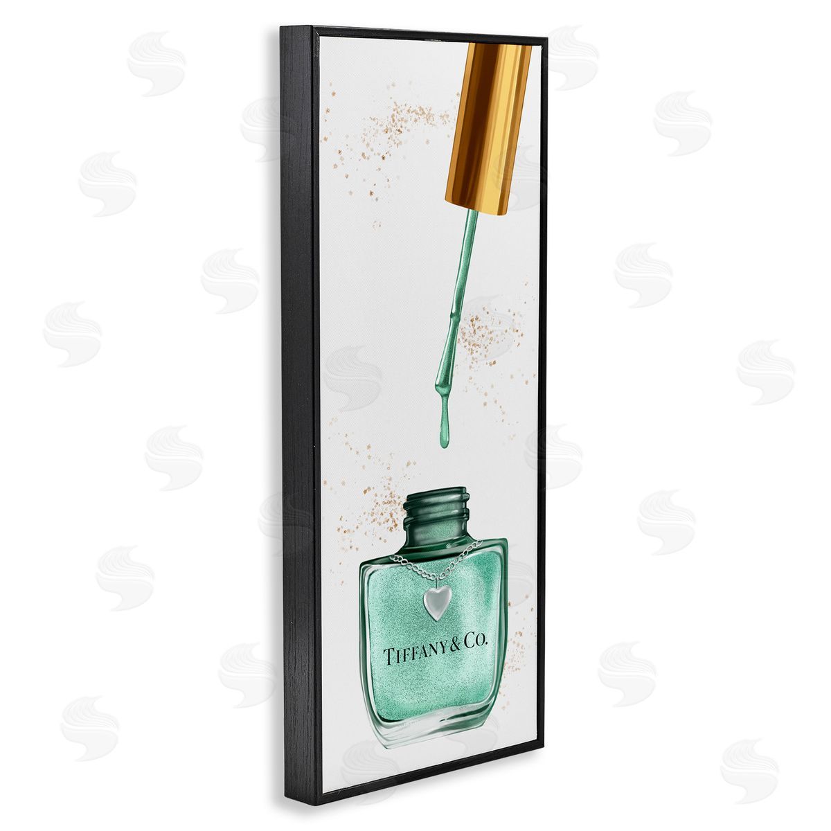 Cyan Makeup Nail Polish Brush Black Frame Print Wall Art, Home Decor by Ziwei Li