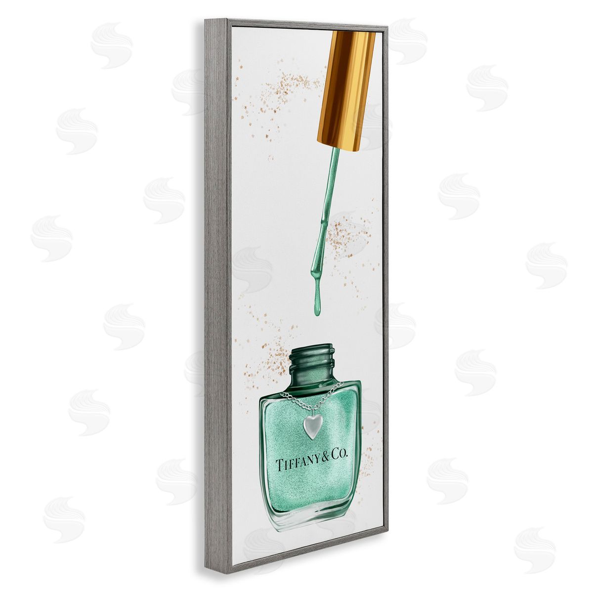 Cyan Makeup Nail Polish Brush Grey Frame Print Wall Art, Home Decor by Ziwei Li