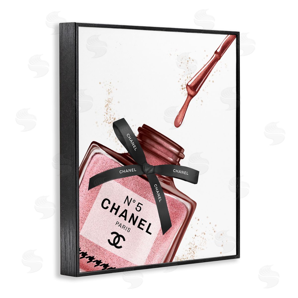 Makeup Nail Polish Brush Drip Black Frame Print Wall Art, Home Decor by Ziwei Li