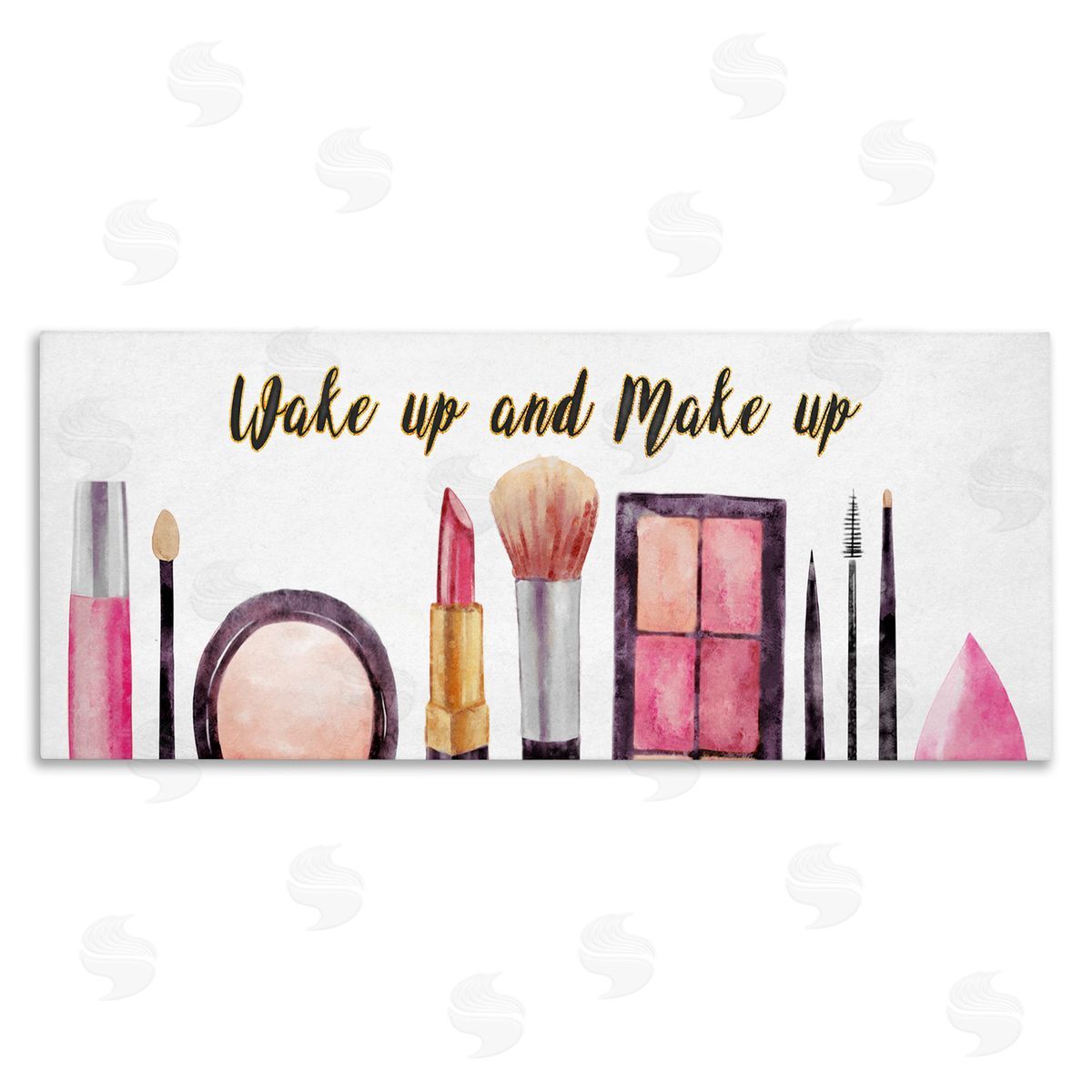 Wake Up Make Up Watercolor Canvas Wall Art, Home Decor by Ziwei Li