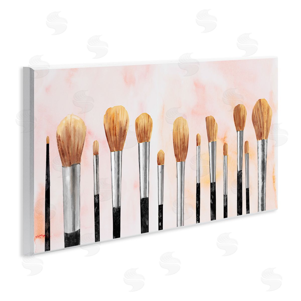 Pink Makeup Brush Collection Wood Plaque Wall Art, Home Decor by Ziwei Li